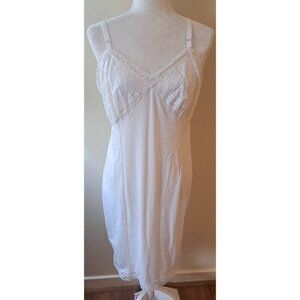 Vintage Nylon Nightgown Chemise White Lace Sleeveless Boudoir Pin Up Sexy 38